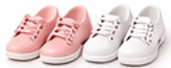Pink and white lace-up sneakers