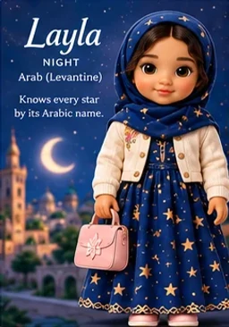 Layla — “night”. Arab (Levantine). Knows every star by its Arabic name.